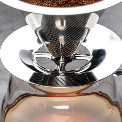 V60 Stainless Steel Coffee Filter with Base for Pour Over Brewing, Spec: 1-3 Cups 300-mesh by bashfashion