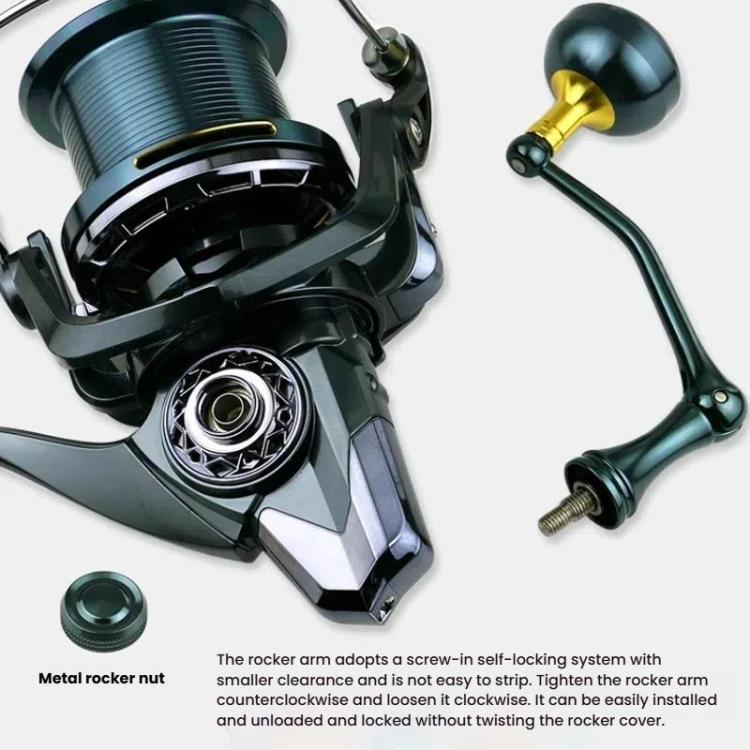 YUMOSHI TC12000 Guide Rod Structure All-Metal Spinning Reel Zero Backlash 4.7:1 Gear Ratio, Screw-In Handle for Surf Casting & Anchoring by YUMOSHI