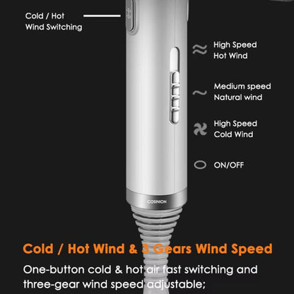 T-Shaped Hair Dryer with Smart Inverter Technology High-Power Blow Dryer for Home & Salon Use UK Plug With 3 Nozzles(White) by bashfashion