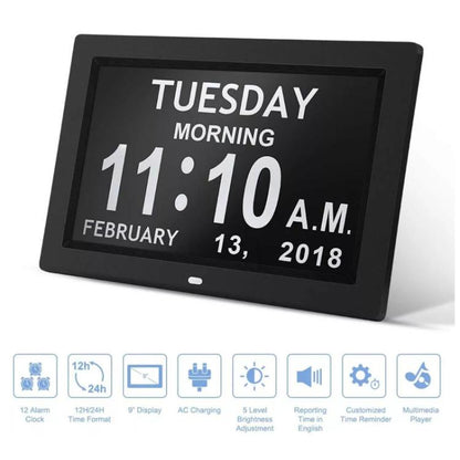 10-Inch Digital Clock With Voice Time Announcement, Auto DST Adjustment, 20 Custom Alarms, 8 Medication Reminders AU Plug White by bashfashion