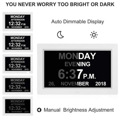 10-Inch Digital Clock With Voice Time Announcement, Auto DST Adjustment, 20 Custom Alarms, 8 Medication Reminders AU Plug Black by bashfashion