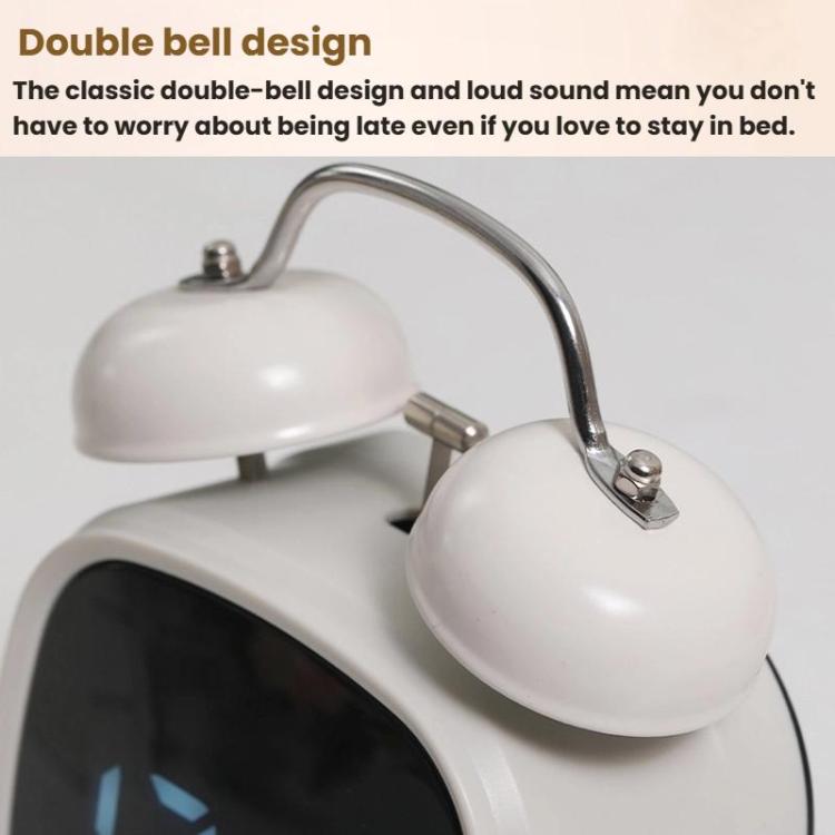 Loud Metal Powerful Ringing Clock LED Multifunction Clock, Color: Black Shell Green Light by bashfashion